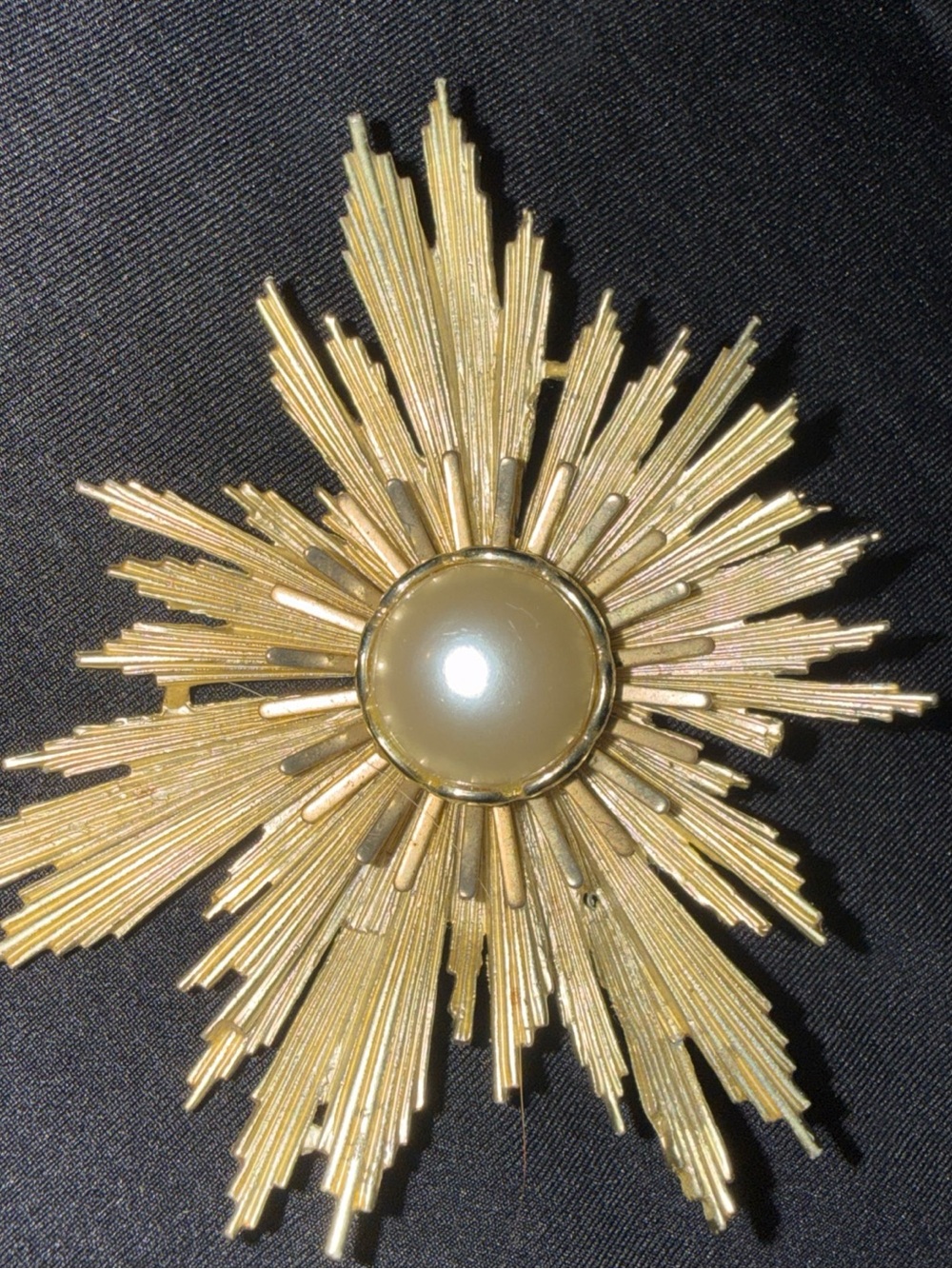 Gold Sunburst Accent with Pearl Center - Home Accents